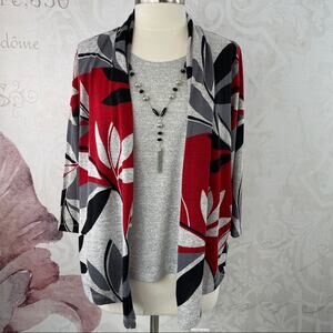 Alfred Dunner faux tank Cardigan Necklace Knightsbridge Station NWT